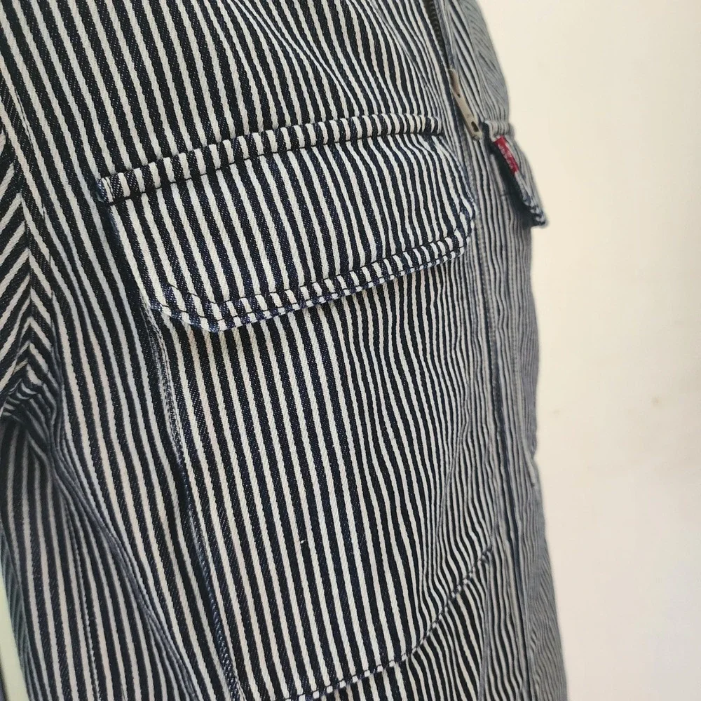 Levis Hickory Stripe Denim Zip Up Workwear Jacket Mens Blue White Chore Coat @27 - Picture 11 of 15